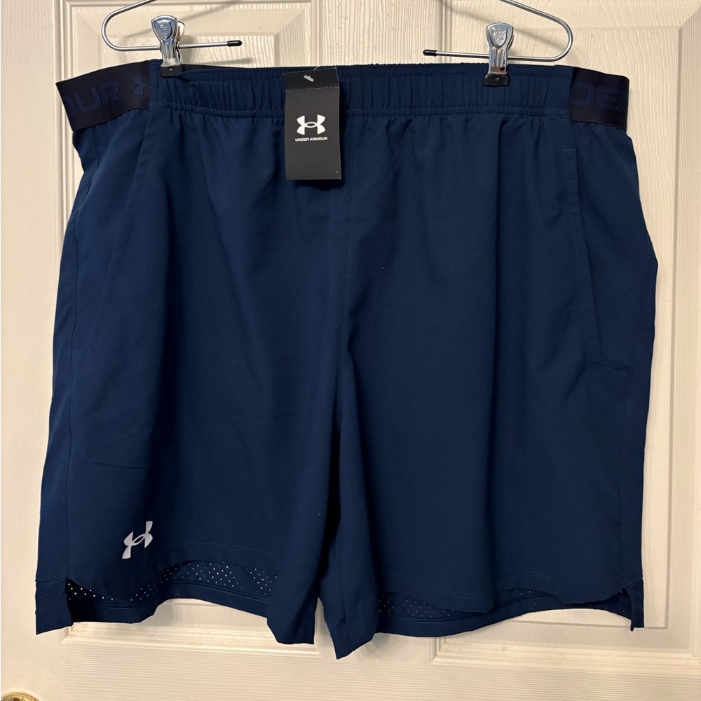 NWT Mens Under Armour Shorts Unlined Running Vanish Woven 6” Inseam Blue 2XL